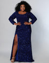 Long Sleeve Plus Size Formal Dress Sapphire