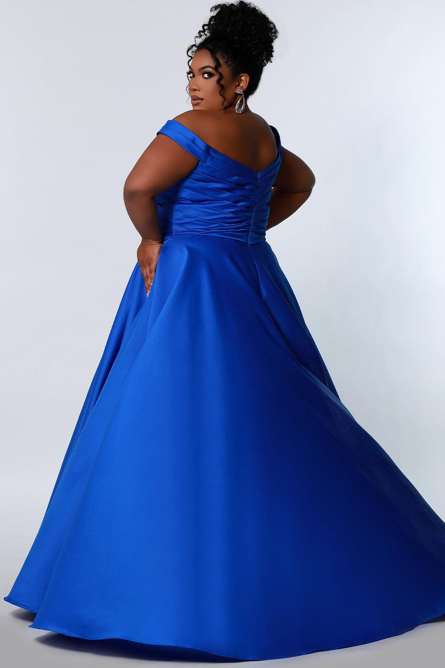 Long Off Shoulder Plus Size Prom Dress Onyx