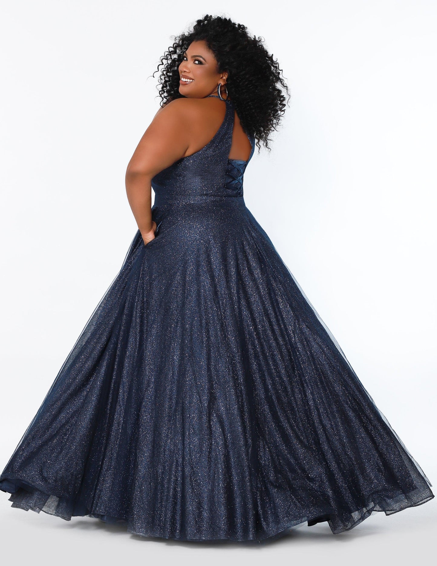 Plus Size Long Halter Prom Dress Admiral