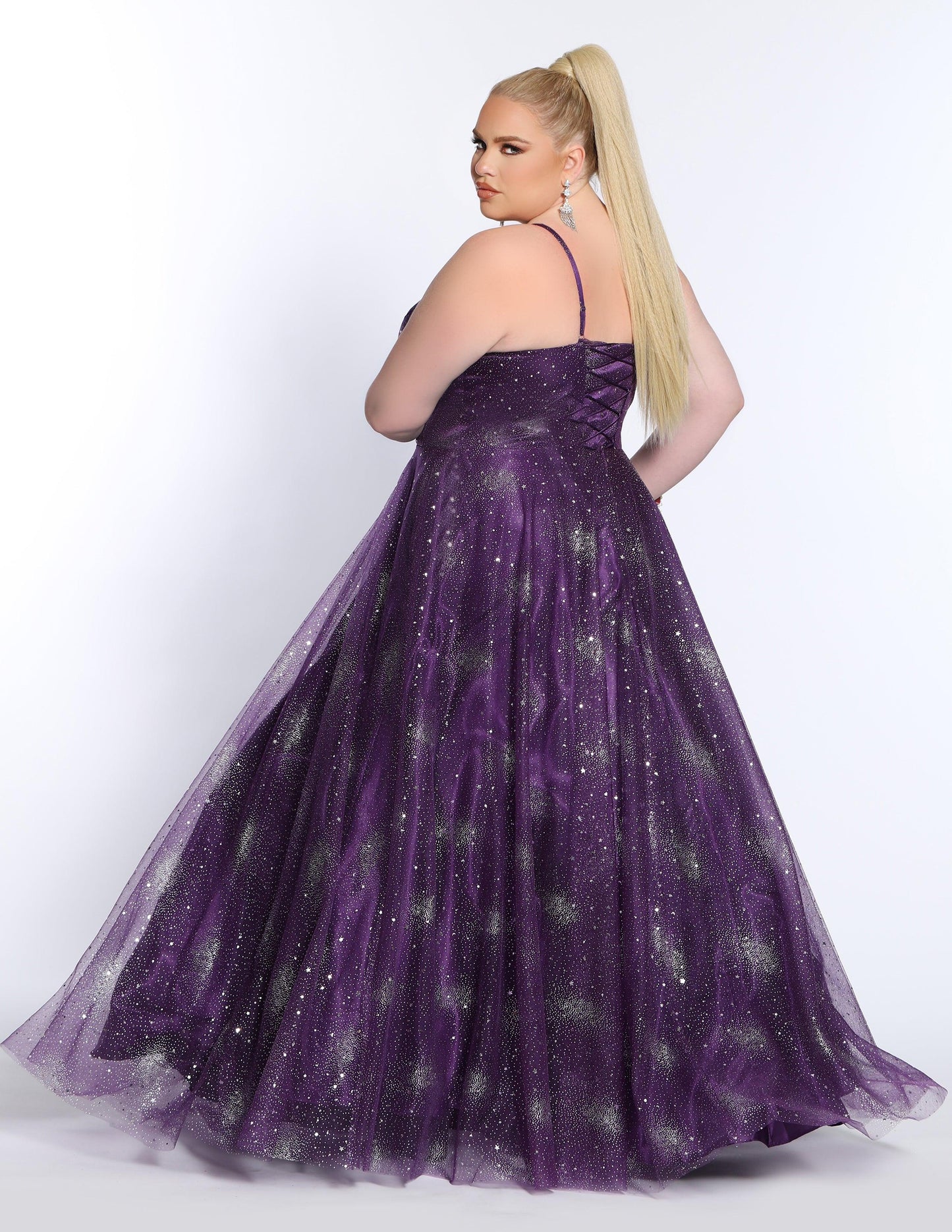 Long Plus Size Prom Ball Gown Plum
