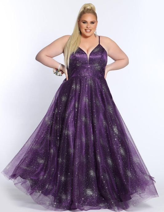 Long Plus Size Prom Ball Gown Plum