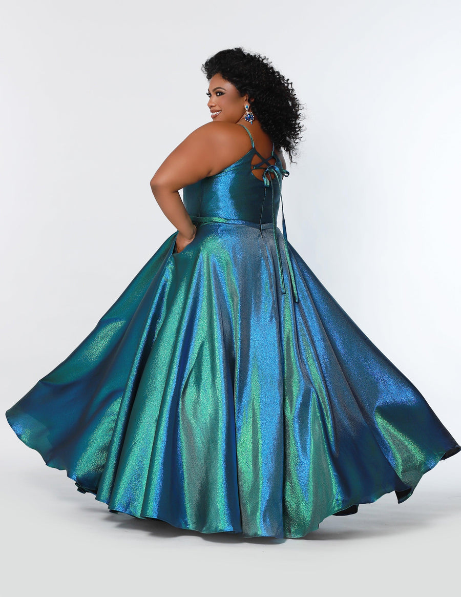 Plus Size Halter Prom Long Ball Gown Peacock