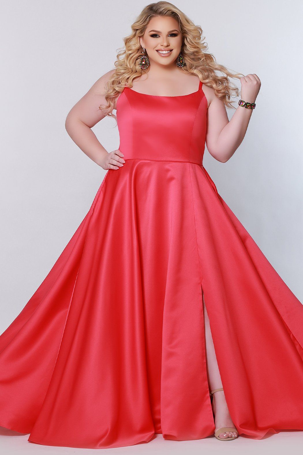 Plus Size Dresses Plus Size Long Formal A Line Pocket Prom Dress Melon