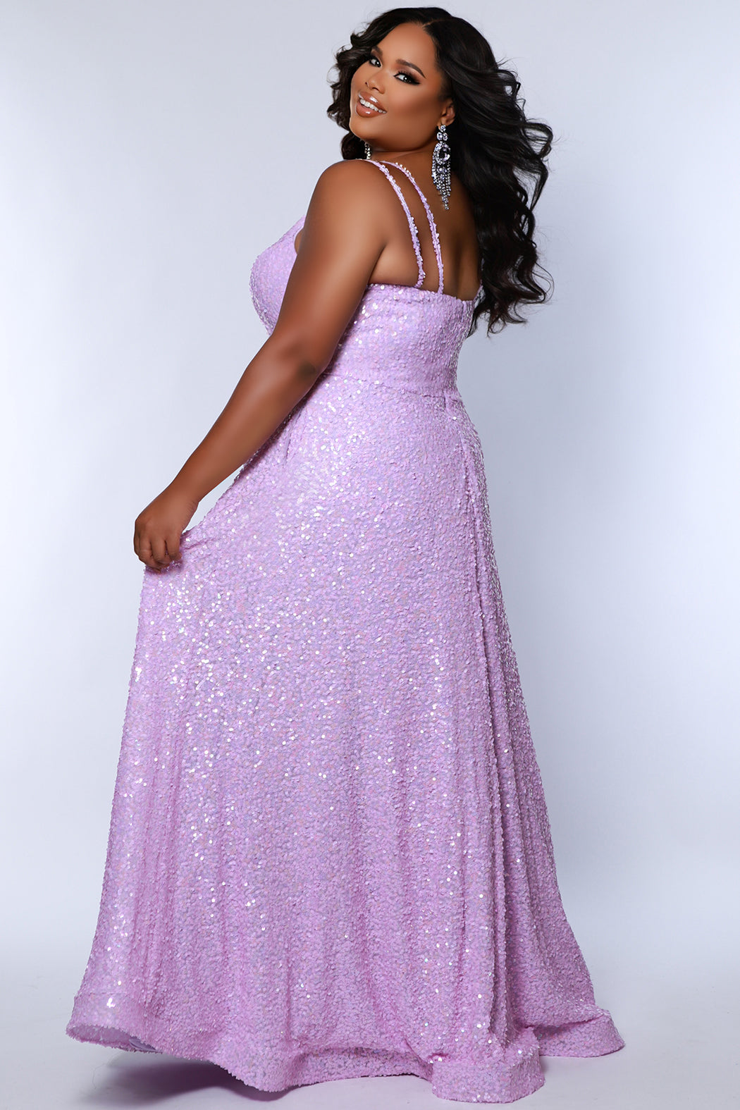 Plus Size Dresses Prom Sequin A Line Formal Plus Size Dress Lilac