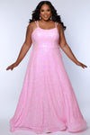 Plus Size Dresses Prom Sequin A Line Formal Plus Size Dress Baby Pink