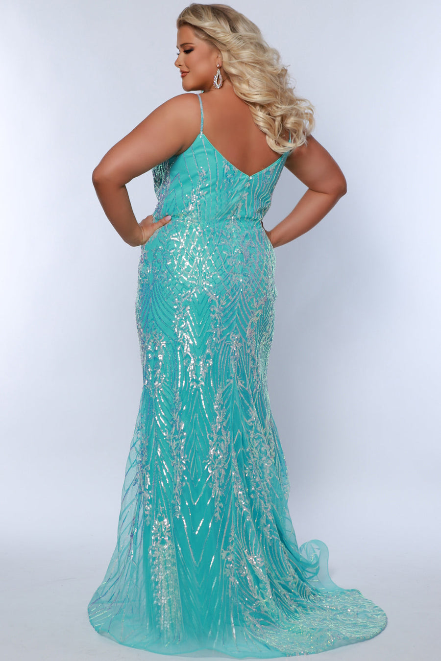 Formal Dresses Sequin Long Formal Fitted Plus Size Dress Ocean