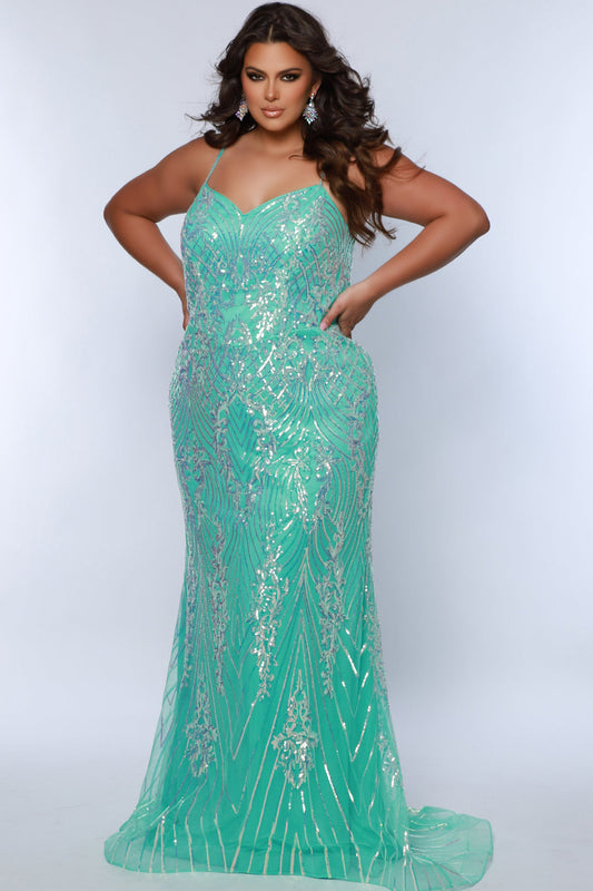 Formal Dresses Sequin Long Formal Fitted Plus Size Dress Mint