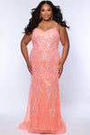 Formal Dresses Sequin Long Formal Fitted Plus Size Dress Papaya