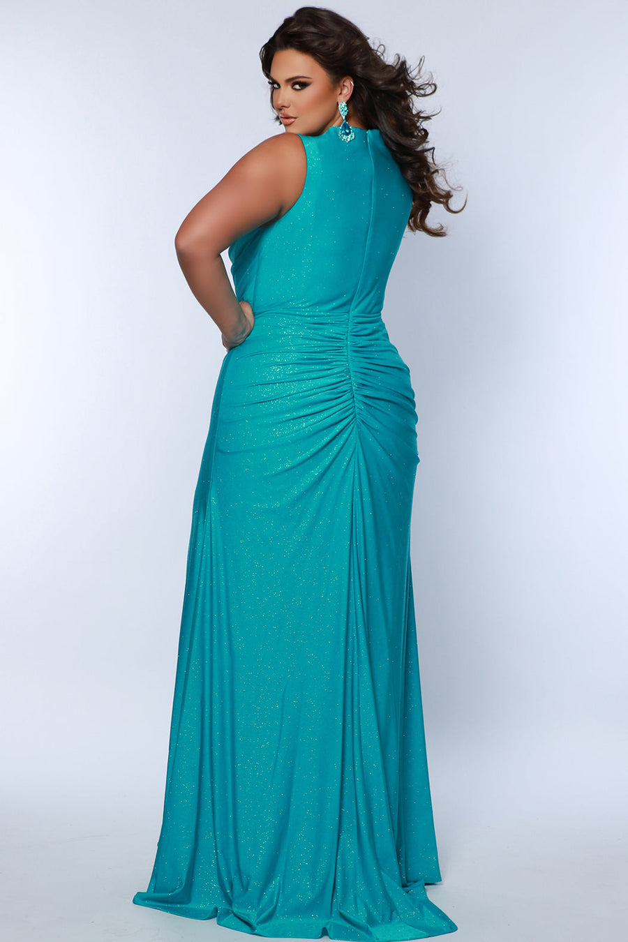 Plus Size Dresses Fitted Prom Long Formal Plus Size Dress Aqua