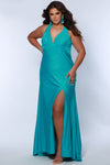 Plus Size Dresses Fitted Prom Long Formal Plus Size Dress Aqua