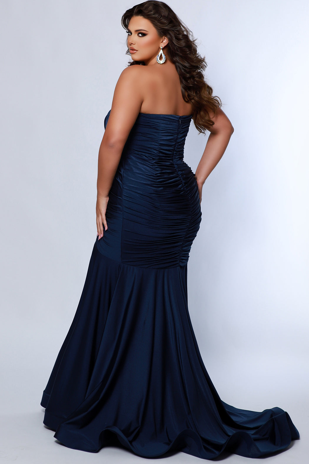 Plus Size Dresses Long Mermaid Formal Plus Size Prom Dress Navy