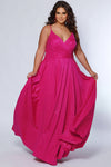 Plus Size Dresses Prom Long A Line Formal Pocket Plus Size Dress Magenta
