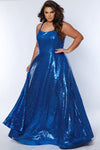 Plus Size Dresses Plus Size A line Long Sequin Prom Dress Cobalt