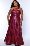 Plus Size DressesPlus Size Sequin Long Formal A Line Prom Dress Magenta