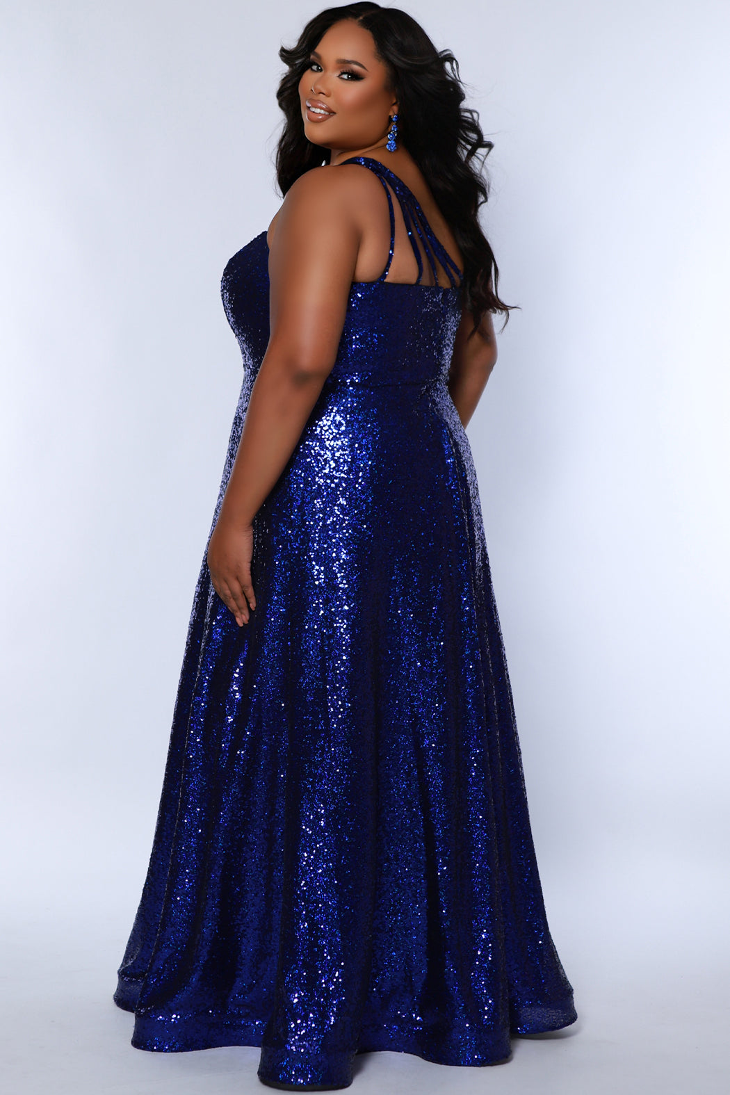 Plus Size DressesPlus Size Sequin Long Formal A Line Prom Dress Sapphire