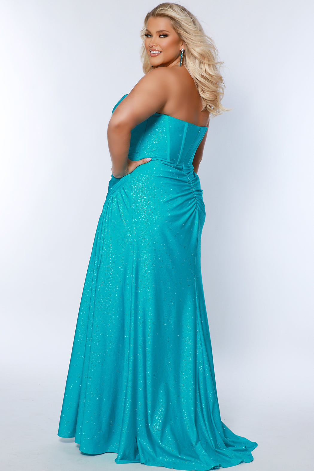 Plus Size Dresses Long Plus Size Formal Fitted Prom Dress Aqua