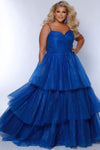 Plus Size Dresses Long Ball Gown Pleated Formal Prom Glitter Plus Size Dress Royal