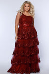 Plus Size Dresses A Line Long Formal Layered Prom Plus Size Dress Burgundy