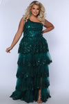 Plus Size Dresses A Line Long Formal Layered Prom Plus Size Dress Forest