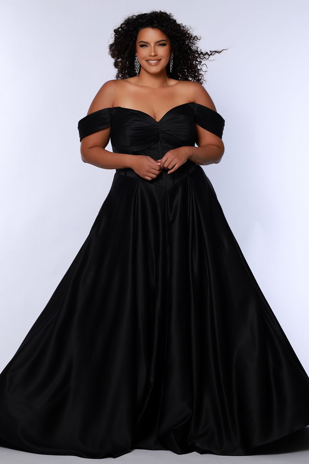 Plus Size Dresses Long Pleated Ball Gown Prom Formal Plus Size Dress Onyx