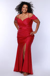 Plus Size Dresses Long Formal Ruched Prom Slit Plus Size Dress Magenta