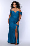 Plus Size Dresses Long Formal Ruched Prom Slit Plus Size Dress Turq