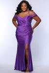 Plus Size Dresses Long Formal Ruched Prom Slit Plus Size Dress Violet