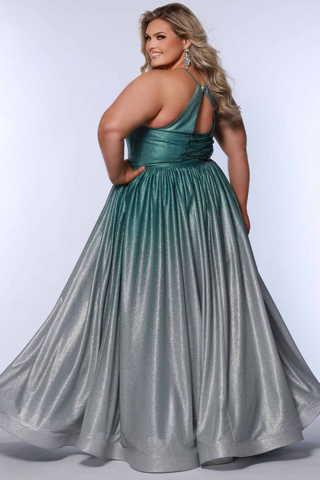Plus Size Dresses Long Prom Ombre A Line Formal Plus Size Dress Pistachio