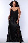 Plus Size Dresses Fitted Lace Long Slit Formal Plus Size Prom Dress Onyx