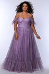 Plus Size Dresses Glitter Long A Line Formal Prom Plus Size Dress Lavender