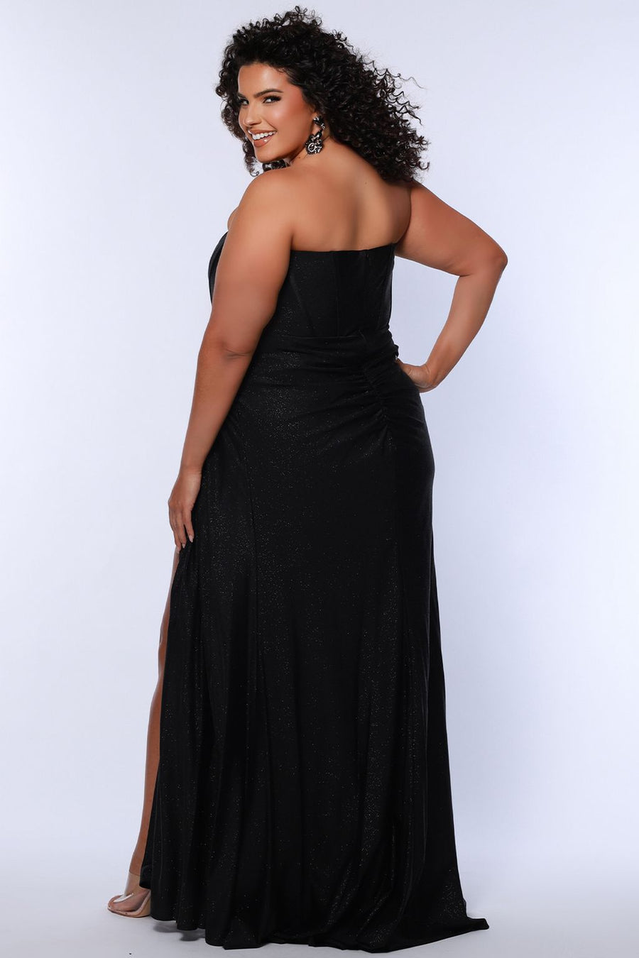 Plus Size Dresses Long Fitted Slit Formal Prom Plus Size Dress Onyx
