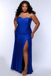 Plus Size Dresses Long Fitted Slit Formal Prom Plus Size Dress Sapphire