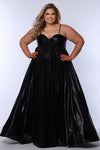 Plus Size Dresses Pleated Long Slit Formal Plus Size Prom Dress Onyx