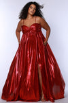 Plus Size Dresses Pleated Long Slit Formal Plus Size Prom Dress Ruby