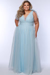 Plus Size Dresses Long Pleated A Line Plus Size Prom Dress Ice Blue