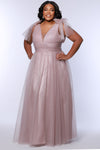Plus Size Dresses Long Pleated A Line Plus Size Prom Dress Mauve