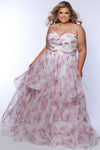 Prom Dresses Long A Line Formal Floral Plus Size Prom Dress Pink Floral