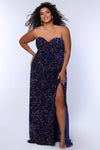 Prom Dresses Fitted Long Velvet Formal Sequin Plus Size Prom Dress Royal