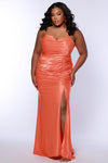 Prom Dresses Long Formal Fitted Ruched Plus Size Prom Dress Papaya