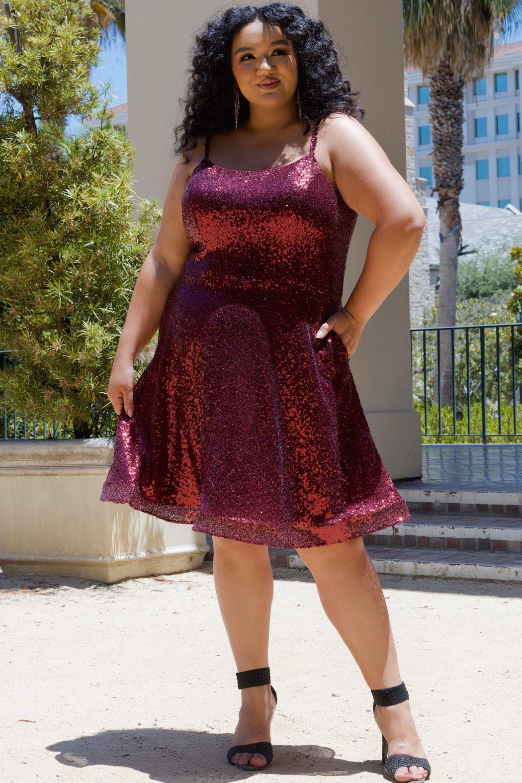 Homecoming Short Plus Size Dress Burgundy