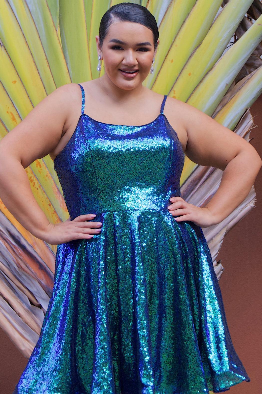 Homecoming Short Plus Size Dress Peacock