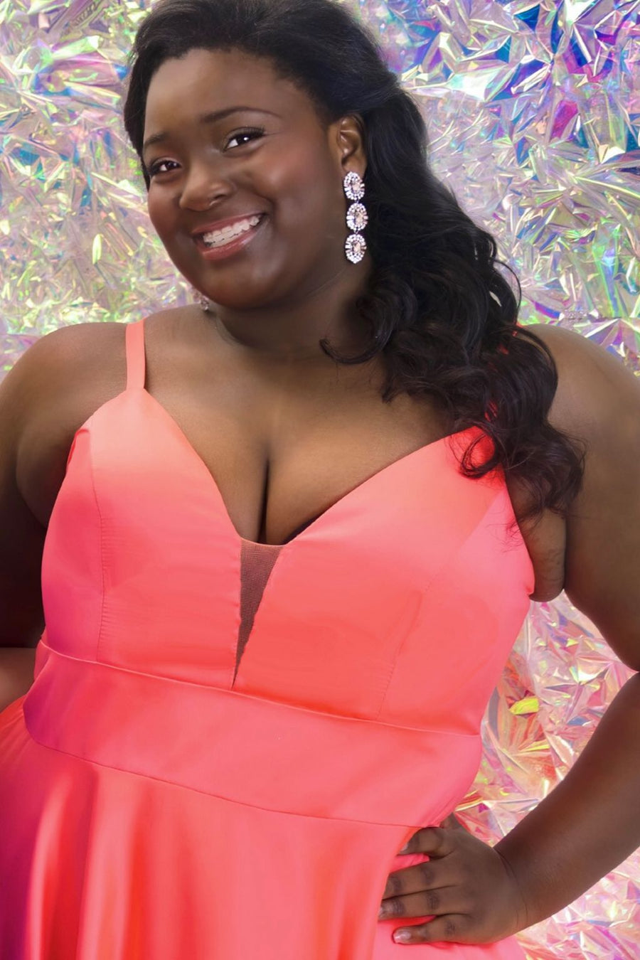 Plus Size Dresses Short Plus Size Satin Homecoming Dress Hot Coral