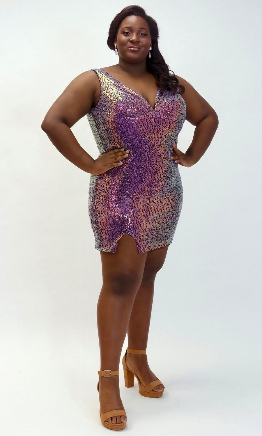 Plus Size Dresses Plus Size Short Sleeveless Homecoming Dress Purple Haze