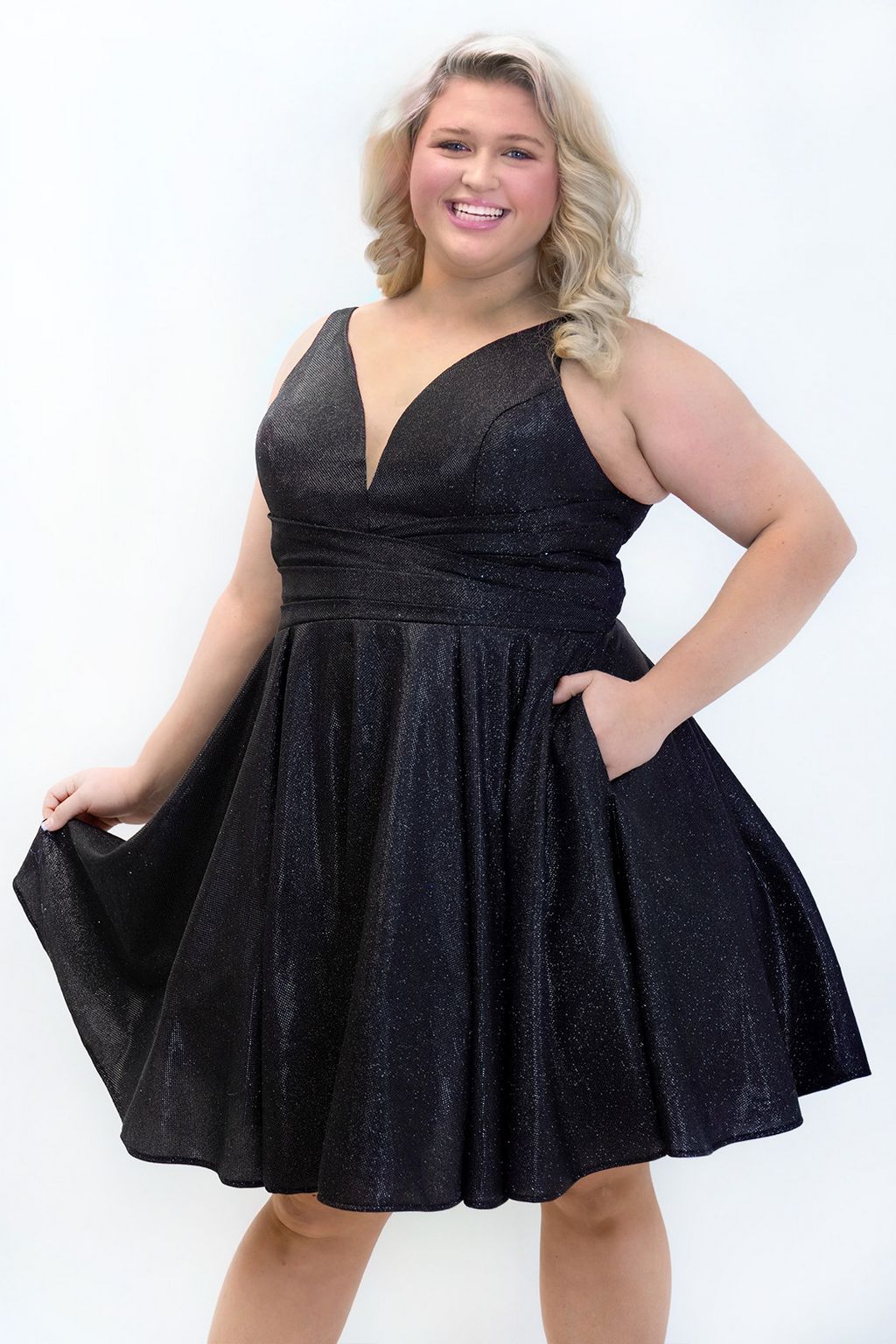 Plus Size Dresses Plus Size Short Sleeveless Homecoming Dress Black
