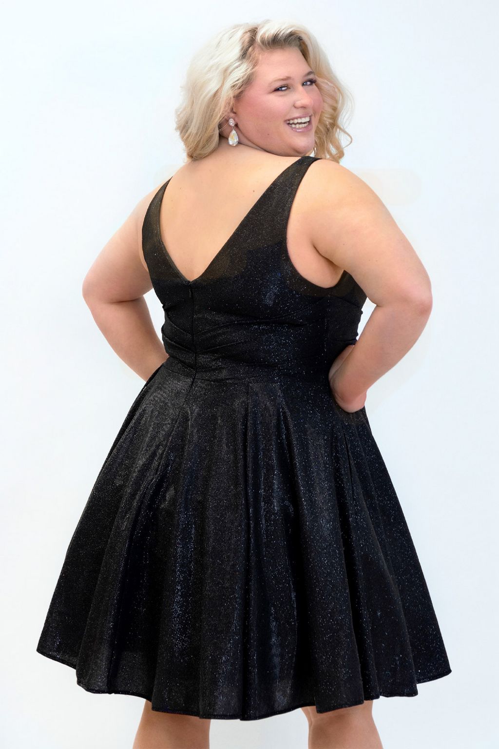 Plus Size Dresses Plus Size Short Sleeveless Homecoming Dress Black