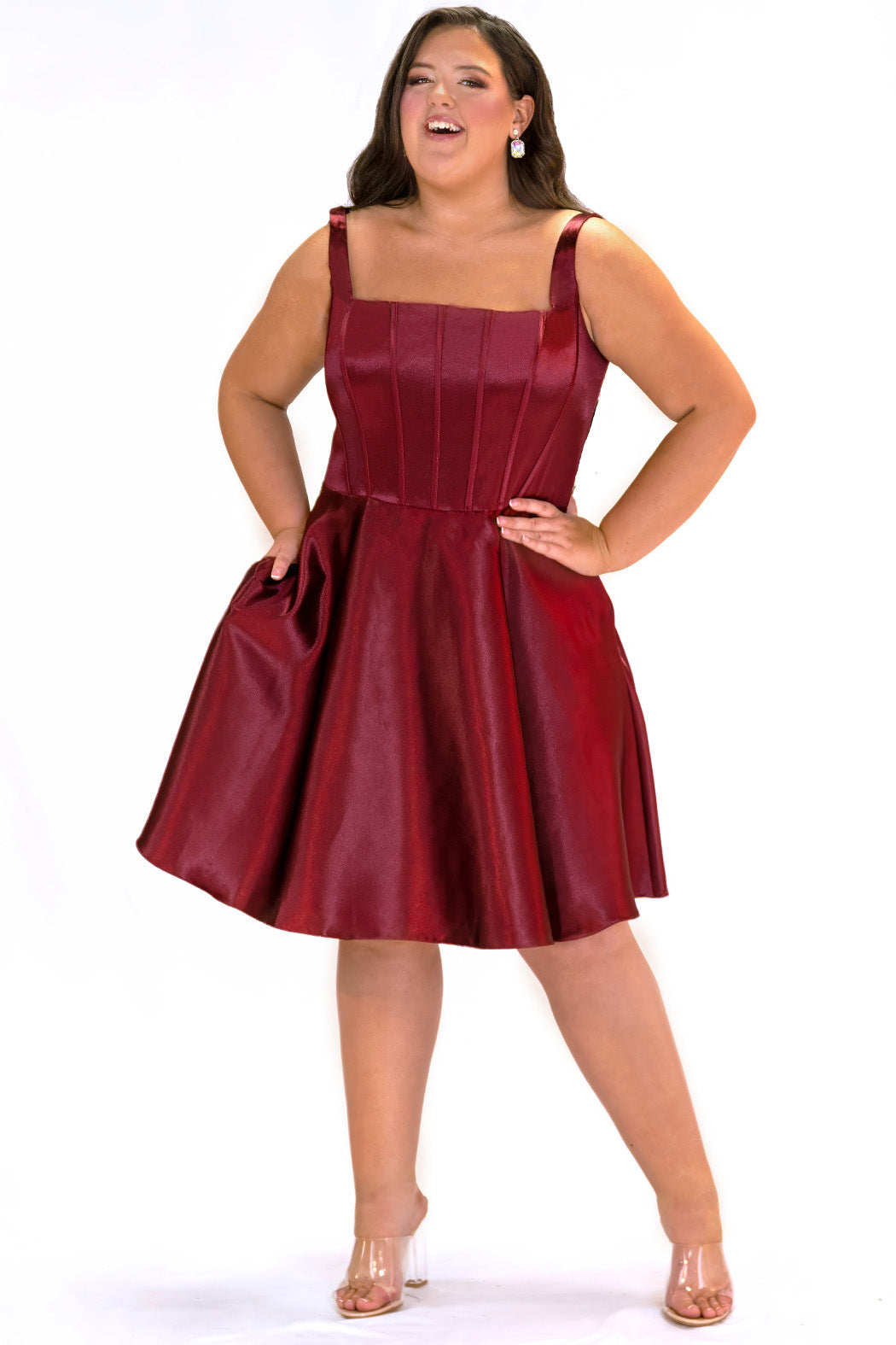 Plus Size Dresses Plus Size A Line Corset Short Homecoming Dress Burgundy