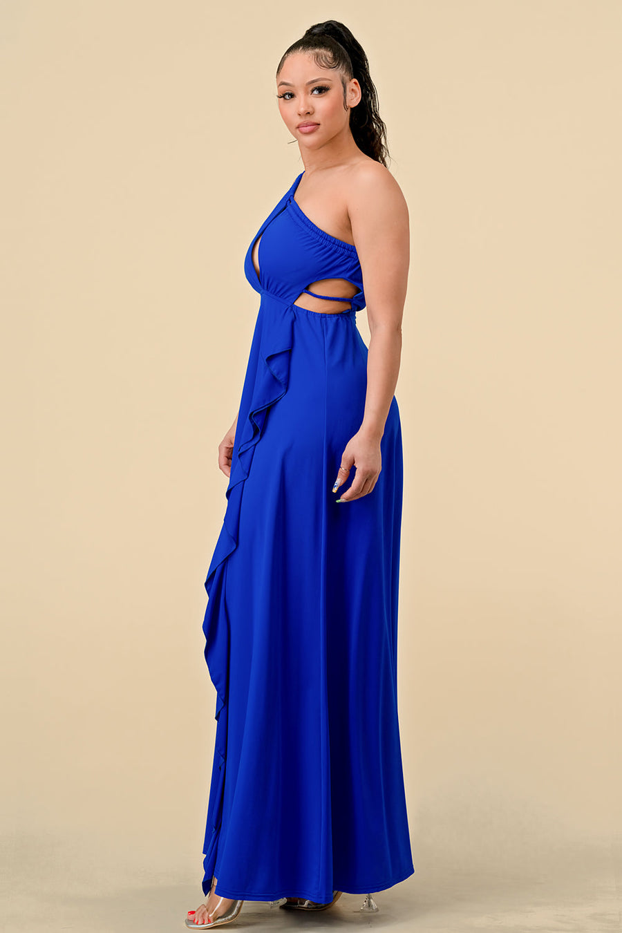 Formal Dresses Long One Shoulder Ruffled Maxi Dress Royal