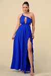 Formal Dresses Long One Shoulder Ruffled Maxi Dress Royal