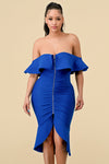 Cocktail Dresses High Low Ruffle Off Shoulder Dress Royal