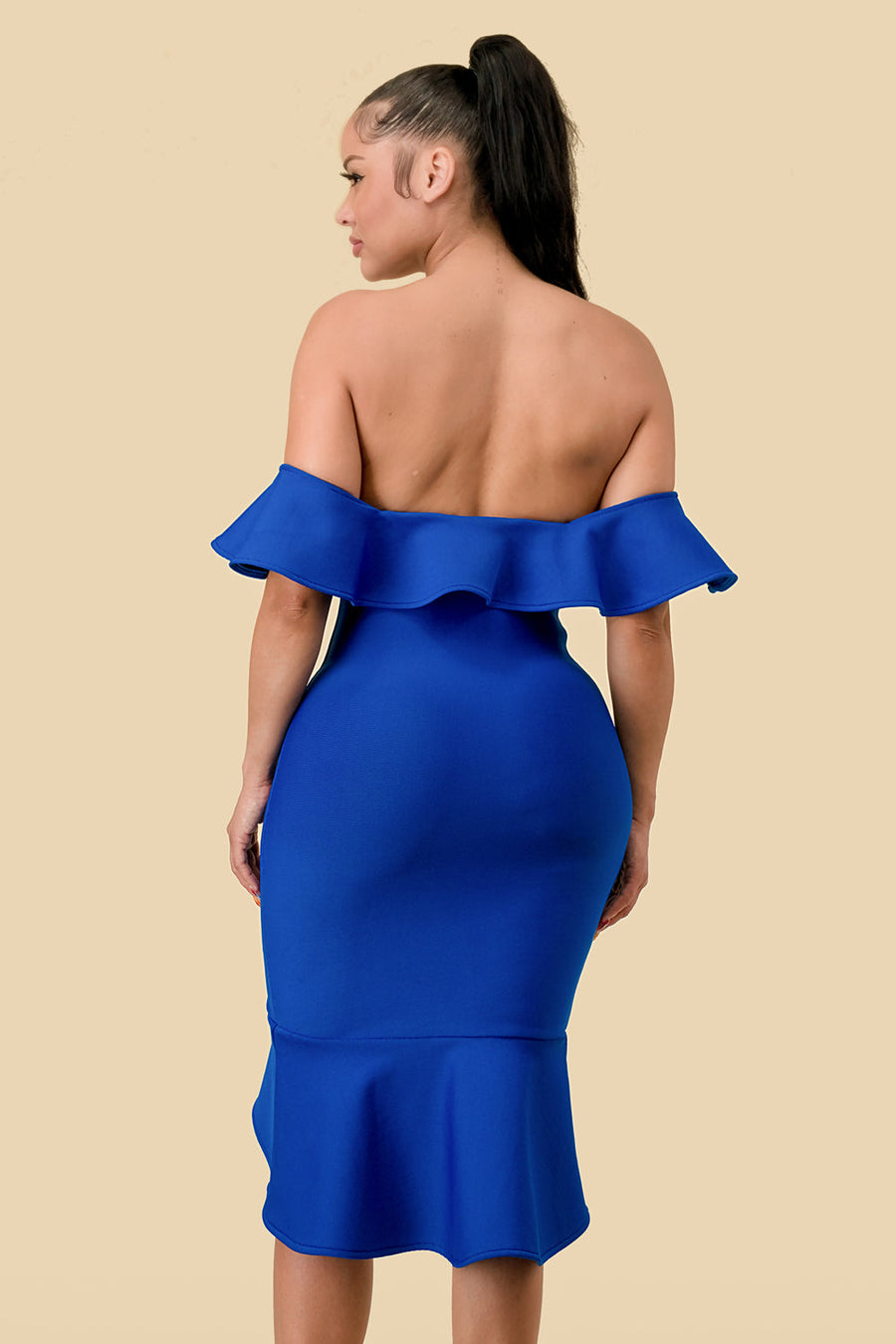 Cocktail Dresses High Low Ruffle Off Shoulder Dress Royal